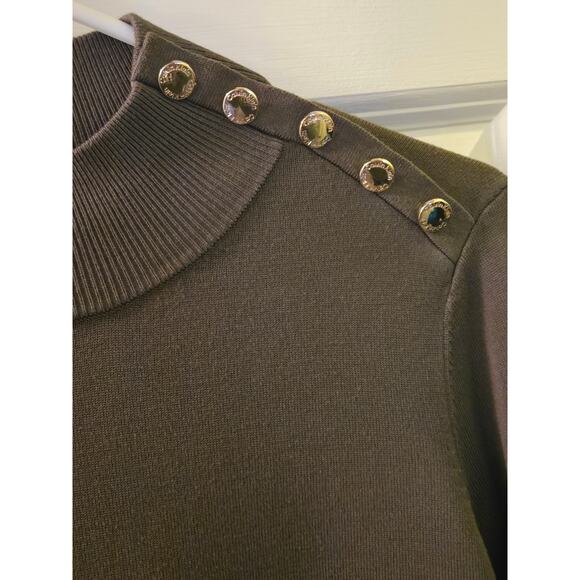 Calvin Klein Long Sleeve Women's Medium Olive Green Shirt - Picture 4 of 7